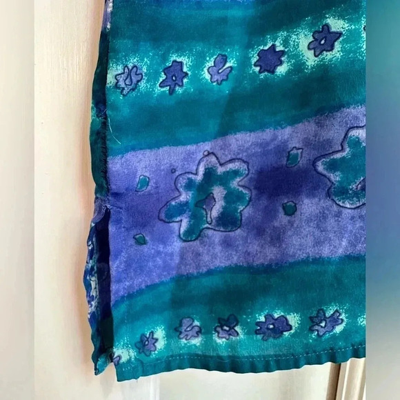 Vintage Quo-Silk 100% Silk Watercolor Floral Short Sleeve Blouse Size Large L - Picture 8 of 11